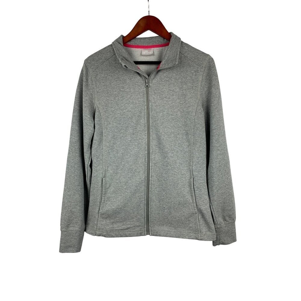 Danskin Now Gray Full-Zip Jacket L/G 12-14 Cotton Blend Womens Activewear